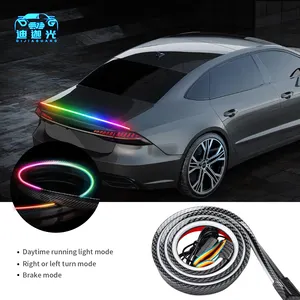 Kit de luzes de advertência para carro, 12V, 120cm, fibra de carbono, bico traseiro, luzes LED, luz de freio, spoiler traseiro, kit de luzes de faixa de adesivo