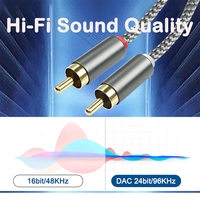 Câble répartiteur coaxial USB 2.0 Type A mâle vers double RCA mâle, stéréo HiFi, plaqué or, pour haut-parleurs TV