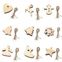 Ensemble d'ornements de Noël en bois de haute qualité pour les travaux manuels, tranches de bois naturel découpées au laser pour la décoration des fêtes et les décorations suspendues