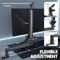 Support de microphone AS16, bras rotatif à 360 degrés, réglable, en alliage d'aluminium robuste et durable, gestion des câbles pour le streaming et les jeux