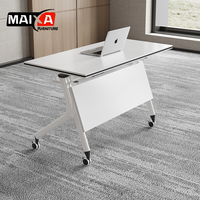 Table de conférence pliante commerciale - Design minimaliste en bois durable avec roulettes, bureau multifonctionnel