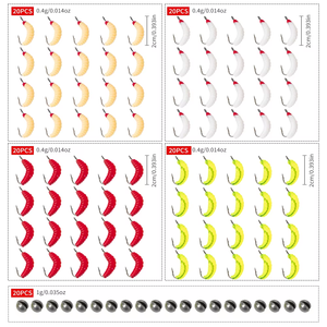 LUSHAZER 80-200pcs Maggot Grub Fishing Lure Kit Soft Wax <span class=keywords><strong>Worm</strong></span> Hook Rig Split Shot Weight Ice Panfish Trout Bait Tackle Box Set - Product Image 3