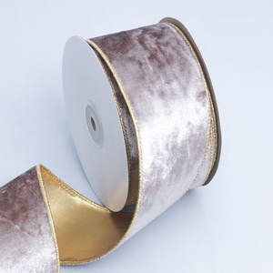 E-sihirli yüksek kalite 10Yard fabrika maliyeti 5cm kırmızı yeşil kadife kurdele noel arka plan dekoratif tel için altın kenar ile - Product Image 6