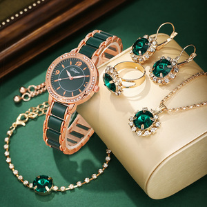 Fenyi Wholesale New Hot Selling Modern Fashion Casual Lace Round Diamond Maple Leaf Alloy Quartz <b>Watch</b> <b>Set</b> for Women - Product Image 2