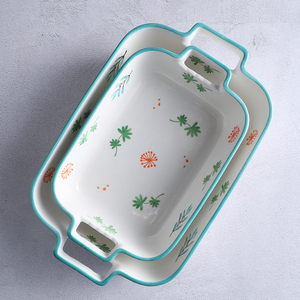 Cucina floreale decalcomania artigianale Bakeware Set di piatti da forno di sicurezza a microonde in ceramica - Product Image 5