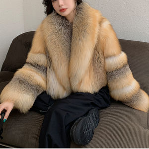 QIUCHEN-Chaqueta de piel para mujer QC21079, abrigo de piel de zorro, Saga Real recortada de lujo, venta de Black Friday - Product Image 3