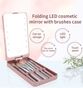 Lot de 5 pinceaux de maquillage professionnels avec miroir LED et étui, poils synthétiques, pour le visage et le correcteur - Product Image 2