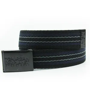 Heren Web Riem Gesneden Om Te Passen Canvas Riem Met Flip-Top Massief Zwart Metalen Plaque Gesp