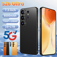 S26 Ultra, Teléfono Inteligente Android 5G para Redes Sociales, Edición Global 2026, 16GB 1TB, Pantalla de 7.3 Pulgadas, Batería de 8000mAh, Cámara de Belleza, Deca-Core