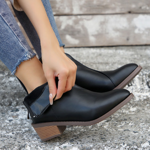 Stivali da Donna Stile Britannico Taglie Forti Nuovi Stivali Invernali Foderati in Pile <span class=keywords><strong>con</strong></span> Punta Affusolata e Cerniera Posteriore a V - Product Image 4
