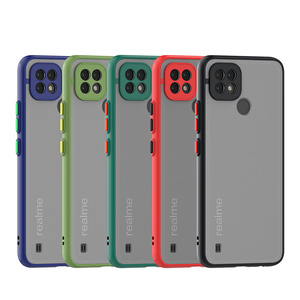 Anti-sporco Glassato Traslucido Fumo Caso di TPU Dura del PC Della Copertura Posteriore Del Telefono Accessori Per <span class=keywords><strong>Realme</strong></span> C21 <span class=keywords><strong>C25</strong></span> 8 8 pro C20A - Product Image 1