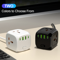 Multiprise multifonctionnelle VINISEM Z13 Cube Design, 3 prises, 2 ports USB, 2 ports USB-C, câble de 2 m, mise à la terre standard, 10A 250V