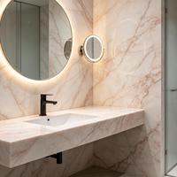 Style élégant et frais, texture naturelle rose pâle, grande dalle de marbre naturel, idéale pour les scènes murales romantiques dans la chambre.