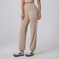 Pantalon de yoga décontracté pour femme, taille haute, avec cordon de serrage, pour la danse, le fitness, la course à pied - Séchage rapide, respirant