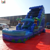 Toboggan gonflable neuf de 16 pieds, design moderne, toboggan aquatique commercial humide et sec pour enfants et adultes, amusement