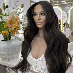 Perruque élégante marron en cheveux européens <span class=keywords><strong>avec</strong></span> dentelle supérieure, perruque casher sans couture <span class=keywords><strong>avec</strong></span> dentelle frontale et ligne de cheveux naturelle pour femmes souffrant de perte de cheveux - Product Image 1