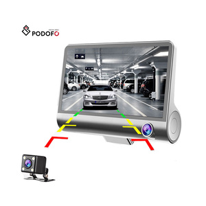 กล้องติดรถยนต์ Podofo 4.0 นิ้ว 3 เลนส์ กล้องบันทึกภาพหน้ารถ HD 1080P มุมกว้าง 170 องศา กล้องบันทึกวิดีโอ DVR พร้อม G-Sensor - Product Image 1