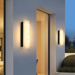 Lampe murale extérieure moderne simple AB, IP65, étanche, en acier inoxydable, bande de <span class=keywords><strong>marbre</strong></span> longue, carrée, jardin, balcon, aluminium, fer - Product Image 4
