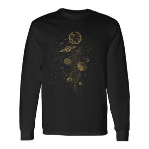 Camiseta de Manga Larga con Diseño Astronómico Místico de Doble Hélice de ADN y Planetas Celestiales para Promociones - Product Image 1