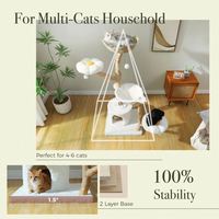 Arbre à chat en bois moderne de luxe, écologique et durable, sur le thème d'Halloween, avec condo spacieux, hamac douillet, 2 perchoirs floraux, Double 61
