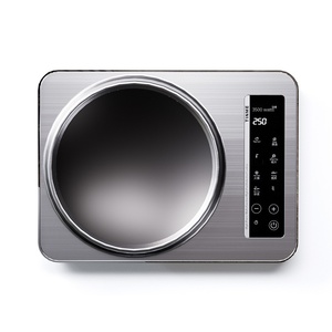 Table de cuisson à induction 2000W haute puissance, panneau microcristallin noir, surface en acier inoxydable, commande tactile, usage commercial, 24 zones intégrées - Product Image 1