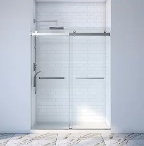 स्मार्ट ग्लास रोलर अपवीक शॉवर दरवाजा फ्रैगलेस स्लाइडिंग बाथरूम दहलीज