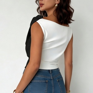 Haut asymétrique color block pour femme - T-shirt sans manches tendance - Product Image 4