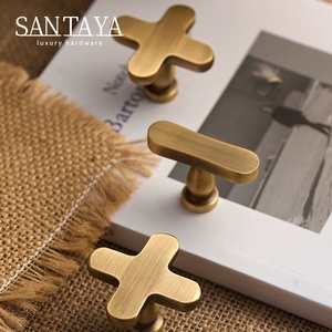 Santaya Solid Antiek Geborsteld Messing Handgrepen Keuken Kastgrepen Slaapkamer Garderobe Ladeknoppen Meubels Bronzen Handgreep - Product Image 3