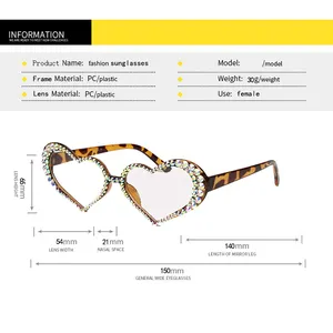 Rhinestone kalp şekli gözlük çerçeveleri elmas reçete optik gözlük kadın yeni popüler moda tasarım gözlük