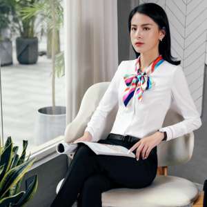 Respirant belle jouer deux voies vraie soie à manches longues costume formel formel chemise pour femmes - Product Image 2