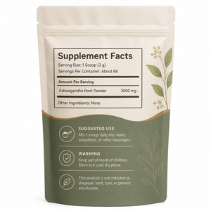 Suplemento Natural Orgánico Antioxidante Calmante con Selenio, Zinc y Maca Negra, Extracto de Ashwagandha KSM-66 en Polvo para Adultos - Product Image 6