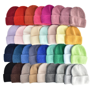 <span class=keywords><strong>Bonnet</strong></span> en laine d'angora rayé de luxe pour <span class=keywords><strong>femme</strong></span>, doux, moelleux et chaud, avec logo brodé, idéal pour la plage et le quotidien - Product Image 1