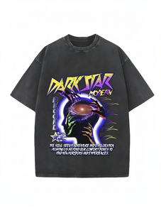 เสื้อยืดโอเวอร์ไซส์ลายกราฟิกอวกาศดาร์กสตาร์สไตล์เรโทร ผ้าฝ้ายถัก 100% สตรีทแวร์ลำลอง ยูนิเซ็กส์ ขายส่งจำนวนมากจากคลังสินค้าในสหรัฐอเมริกา - Product Image 1