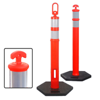 Poteau de séparation de voie en PU de 115 cm hautement réfléchissant, marqueur de sécurité routière flexible, délimiteur d'autoroute, borne de protection anti-collision pour parking