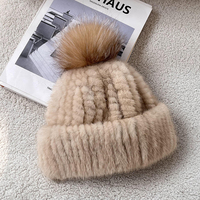 Wintermütze mit dickem, warmem Ohrenschutz für Damen, echtes Nerzfell, handbestickt, gestrickte Mütze, für Ski, Alltag, Outdoor, Reisen, Freizeit, XINBY