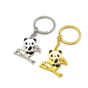 Porte-clés en métal de dessin animé mignon trésor national de chine porte-clés sur le thème du panda pour enfants filles vente en gros personnalisé