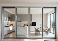 Portes coulissantes encastrées en aluminium à rupture de pont thermique, antivol et résistantes aux intempéries, de conception française Beigeman, pour l'extérieur des appartements et les chambres à coucher