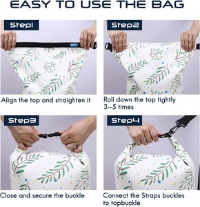 ถุงกันน้ำ5L PVC แบบลอยน้ำได้พร้อมใบปาล์มดีไซน์สำหรับพายเรือและตั้งแคมป์ในฤดูร้อน - Product Image 4