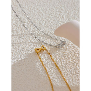 Kalung Liontin JINYOU 3848 dengan Zirkonia Kubik Berkilau Model Pita yang Anggun dan Trendi untuk Wanita, Rantai Anti Karat, Perhiasan Premium - Product Image 4