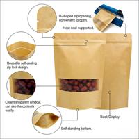 Sachet Doypack personnalisé en papier kraft biodégradable et réutilisable avec fermeture éclair et fenêtre pour emballage alimentaire