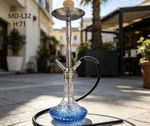 Cachimba de 71 cm con base de vidrio, vástago de metal y doble manguera, accesorio para fumar - Product Image 2