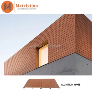 Revestimiento de pared de aluminio y madera de alto rendimiento, paneles de pared de metal exterior