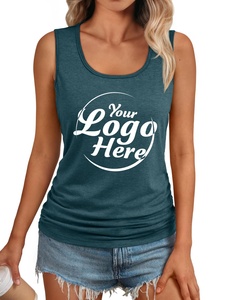 Vente en gros 2025 débardeurs tricotés pour femmes sans manches carré col rond froncé t-shirts pour le printemps été - Product Image 5