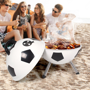 Football Grill 14-Inch Portable Spherical BBQ Outdoor Camping Mini Grill With Lid Windproof Detachable Design - Product Image 2