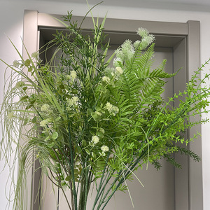 Commercio all'ingrosso della fabbrica artificiale singolo ramo lungo gambo bianco verde fiore di plastica verde per la decorazione di nozze della festa di casa - Product Image 1