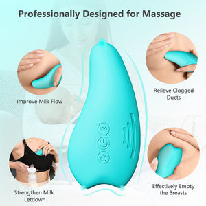 Massageador de mama de silicone portátil 2 em 1 Aquecimento Vibração Características Massageador de lactação elétrica para alívio da dor Amamentação - Product Image 5