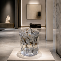 Table d'appoint moderne de 45 cm en résine époxy de luxe, sculptée à la main, personnalisable, décoration haut de gamme pour salon et hôtel