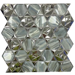 Sang trọng 3D bề mặt màu đen thép không gỉ mix Glass <span class=keywords><strong>Mosaic</strong></span> tile cho tường trang trí - Product Image 3