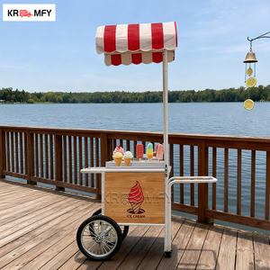 Chariot de vente ambulante pour crèmes glacées avec congélateur, remorquable, en métal résistant à la rouille, kiosque mobile pour restauration rapide - Product Image 1