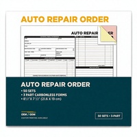 Carnet de commandes de réparation automobile autocopiant en 3 exemplaires, format 8,5x7,5 pouces, 50 sets, pour factures de service mécanique